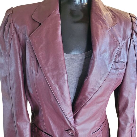 Wilson Brown Leather Blazer with Notched Lapels - Picture 2 of 7